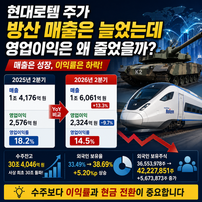 현대로템 주가, 방산 매출 21% 늘었는데 영업이익은 왜 줄었을까