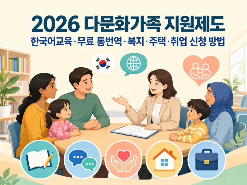 다문화가족 지원제도/한국어교육·무료 통번역·복지·주택·취업 신청 방법