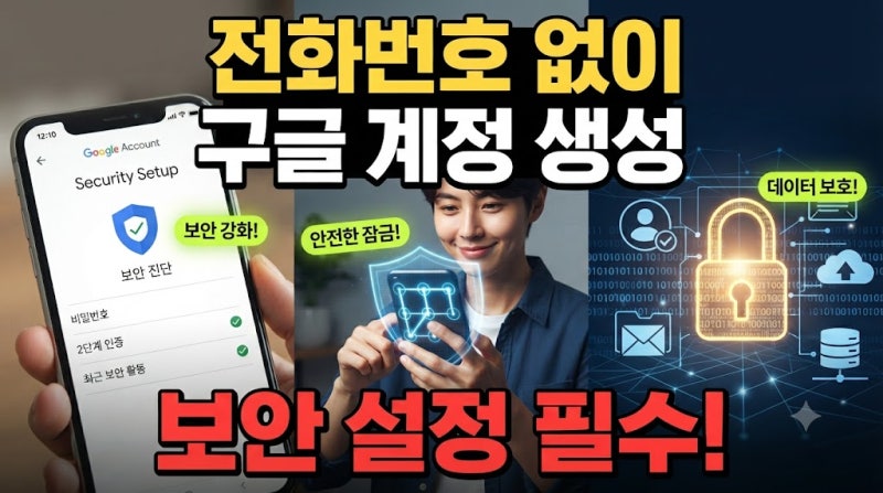 전화번호없이 구글 이메일 계정 만들기 완료 후 보안 강화는 어떻게 해야 할까요?
