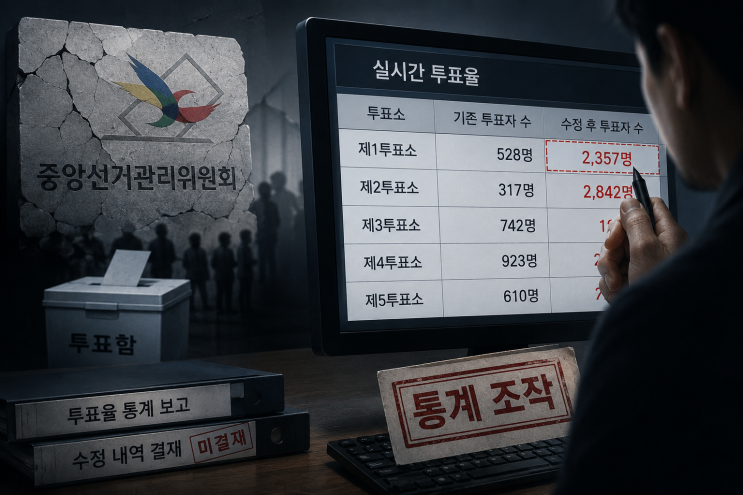 [기자의 시선] <b>투표율</b> 통계마저 손댄 <b>선관위</b>, 신뢰 붕괴는 필연이다