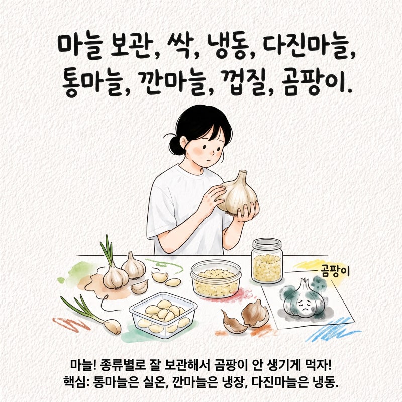 마늘 보관 싹 냉동 다진마늘 통마늘 깐마늘 껍질 곰팡이