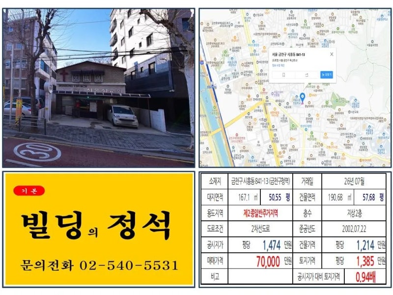 [시흥동 건물 매매] "서울 2차선 도로변 건물이 7억?" 공시지가보다 싸게 주운 금천구 땅의 소....