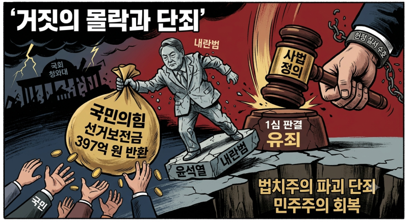 윤석열 당선무효, 국민의힘 297억 반환 1심 선고..!!!!