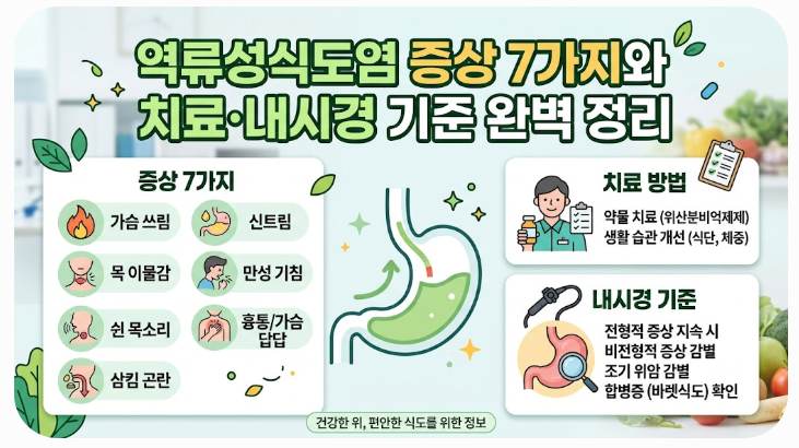 역류성식도염 증상 7가지와 치료·내시경 기준 완벽 정리