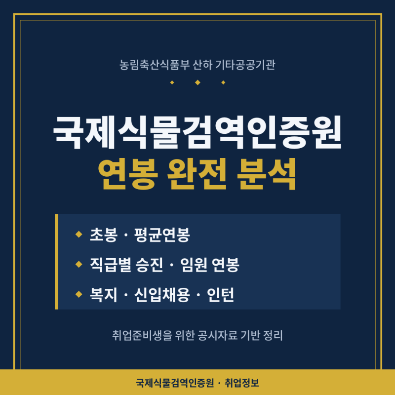 국제식물검역인증원 연봉은 얼마나 될까? 연봉, 초봉, 인턴·신입 채용, 승진, 복지 모두 알아....