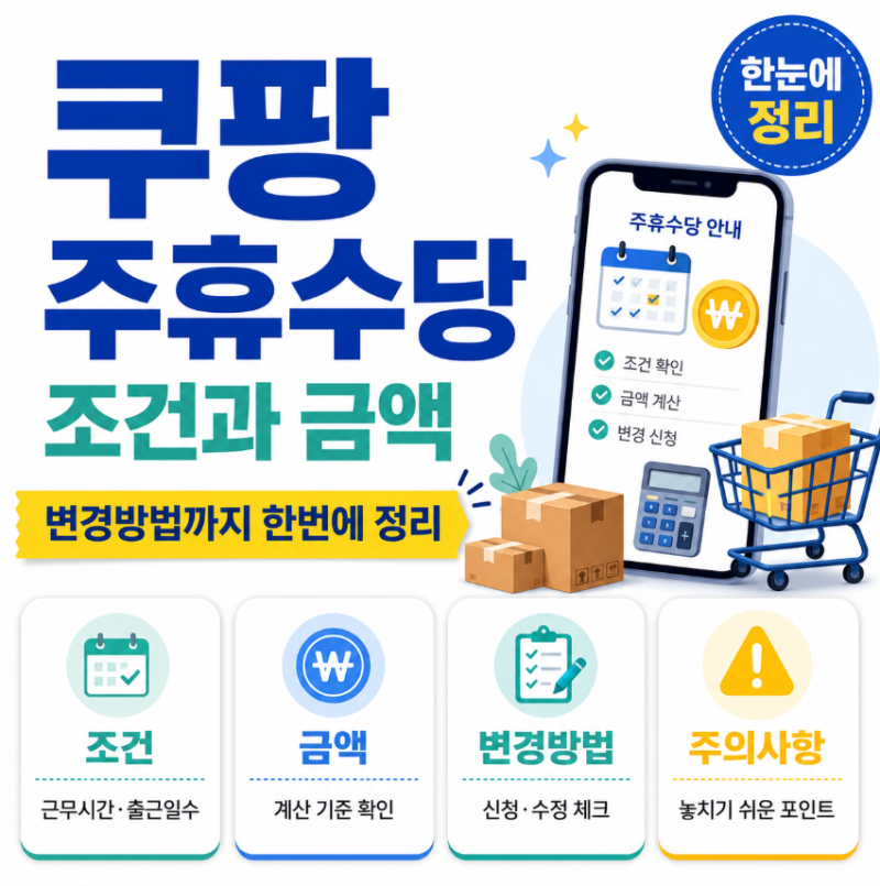 쿠팡 주휴수당 조건과 금액 변경방법까지 한번에 정리