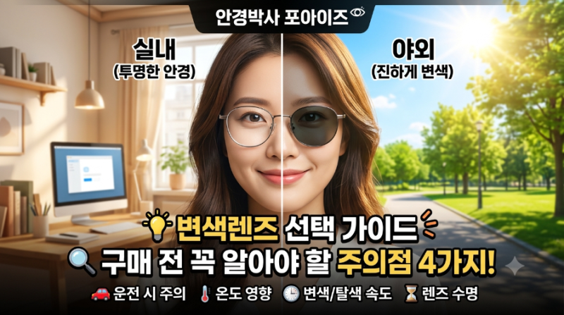 변색안경렌즈 구매전 알아야할 정보 [안경박사 장안점]