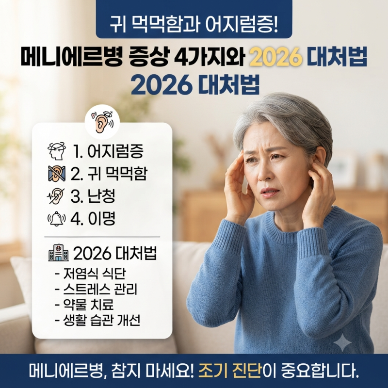 귀 먹먹함과 어지럼증! 메니에르병 증상 4가지와 2026 대처법