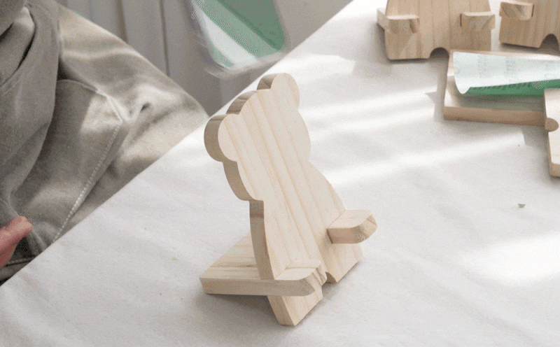 목공 DIY 동물 휴대폰 거치대 만들기, 토끼·고양이·곰돌이 3종 활용법