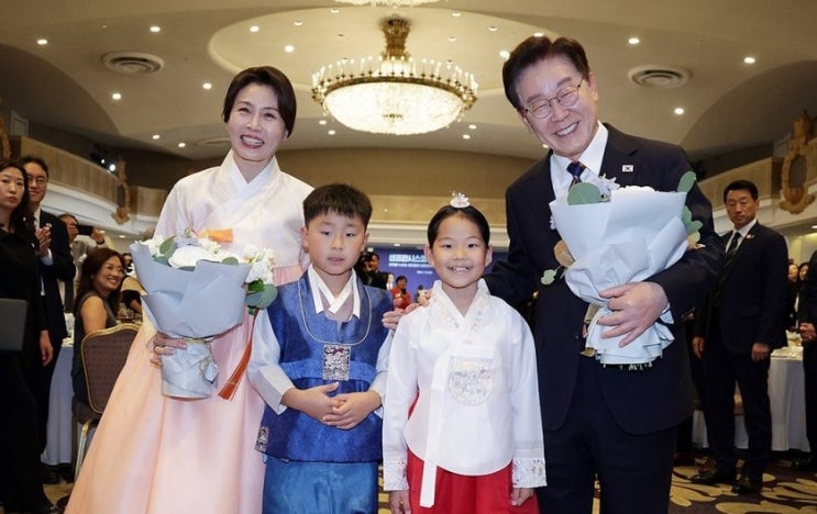 <b>이재명</b> 대통령 부부 샌프란시스코 <b>동포간담회</b> 참석, 화동... 