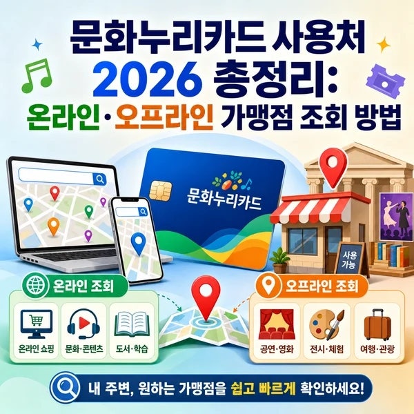 문화누리카드 사용처 2026 : 온라인·오프라인 가맹점 조회 방법 체크포인트