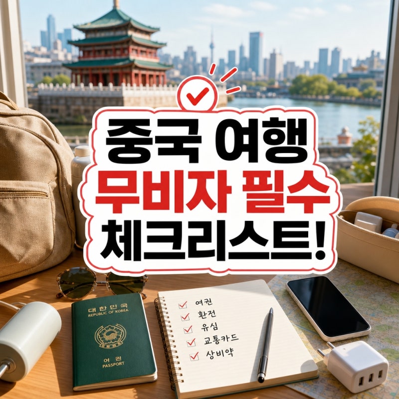 중국 무비자 여행 준비물 필수 체크리스트 확인
