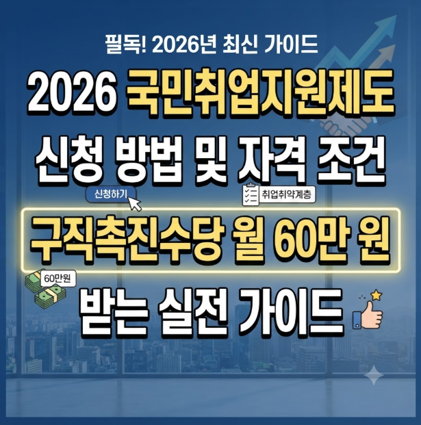 2026 국민취업지원제도 신청 방법 및 자격 조건: 구직촉진수당 월 60만 원 받는 실전 가이드