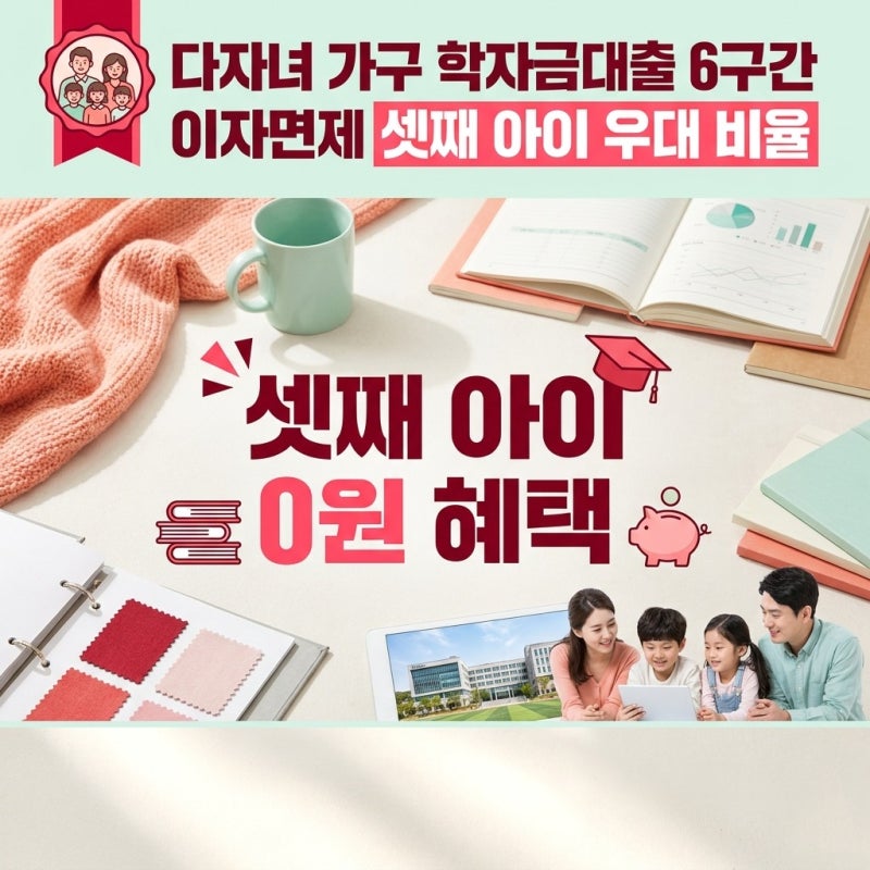 다자녀 가구 학자금대출 6구간 이자면제 vs 일반 대출, 셋째 아이 우대 비율 얼마나 유리할까