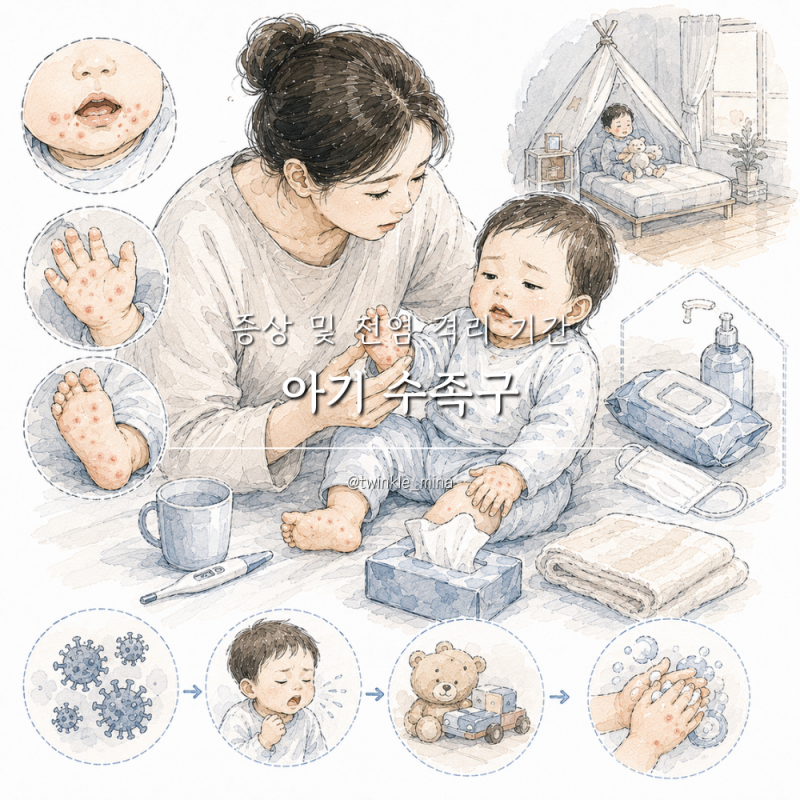 아기 수족구 초기 증상 원인 전염 수족구병 격리 기간 핵심정리