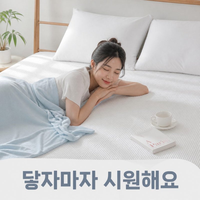 루아베 듀라론 냉감패드 패밀리 Q+Q 한여름 침대 패드 꿀잠 추천