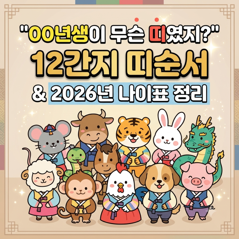 "00년생이 무슨 띠였지?" 12간지 띠순서 및 2026년 연도별 나이표 정리