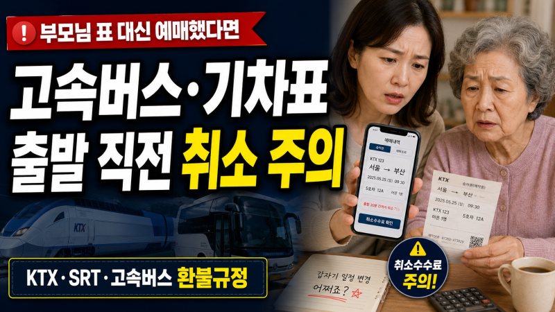 고속버스·기차표 출발 직전 취소하면 손해 볼 수 있습니다… 부모님 표 예매 전 환불규정부....