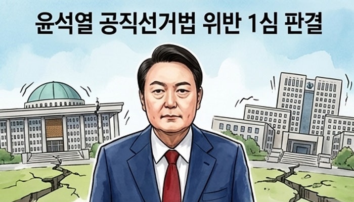 당선 무효형 윤석열 1심 징역형 집행유예 대선 비용 397억 반환