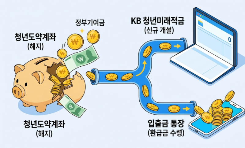 청년도약계좌 KB 청년미래적금 전환 환급금 입금 및 자금 운용 완전 정리