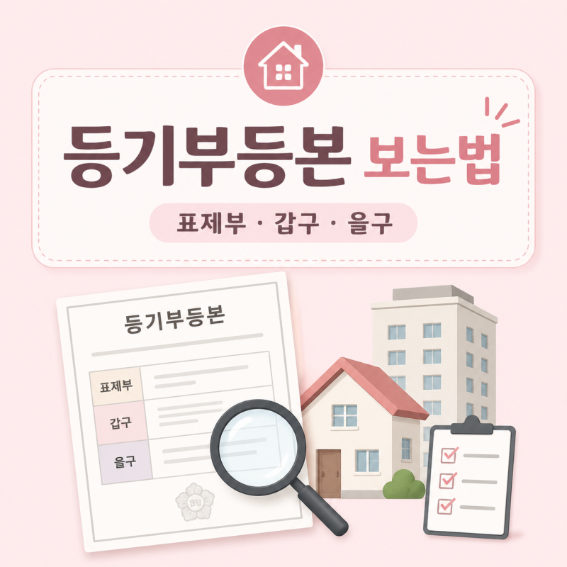 등기부등본 보는법 표제부 갑구 을구 이것만 확인하세요