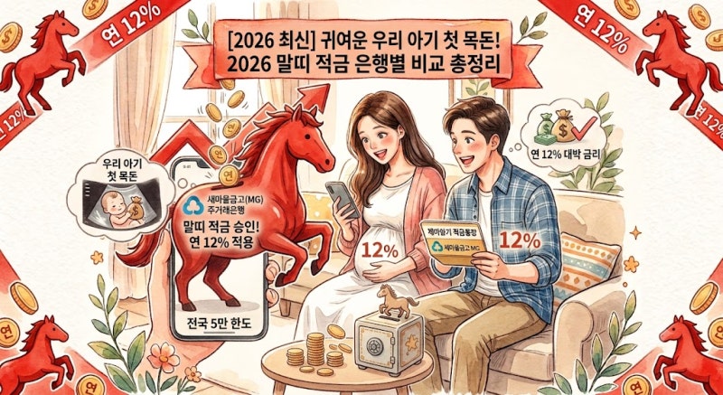 최대 연 12%! 2026년 말띠적금 이율 & 은행별 완벽 비교 (새마을금고, 수협, 농협 총정리)
