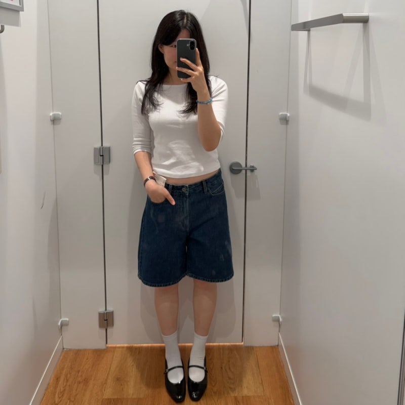 유니클로 버뮤다팬츠 데님쇼트팬츠 리뷰(사이즈, 핏 etc.)