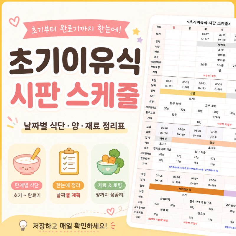 [이유식(7)] 시판으로 하는 초기 이유식 30일 기록 - 시판 초기 이유식 파일 공유