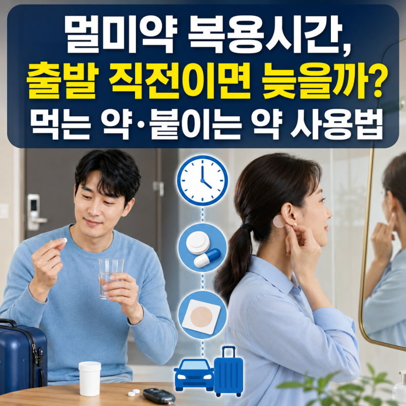 멀미약 복용시간, 출발 직전이면 늦을까? 먹는 약·붙이는 약 사용법