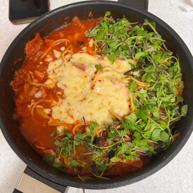 폰타나 나폴리 뽀모도로 토마토소스로 베이컨 새우 파스타 만들기 레시피