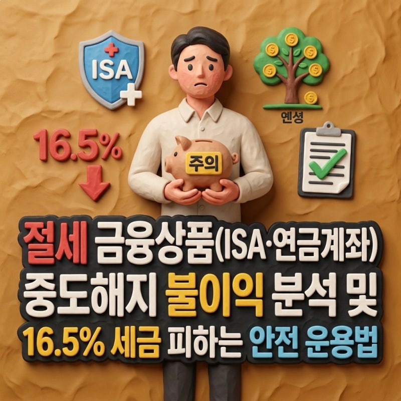 절세 금융상품(ISA·연금계좌) 중도해지 불이익 분석 및 16.5% 세금 피하는 안전 운용법
