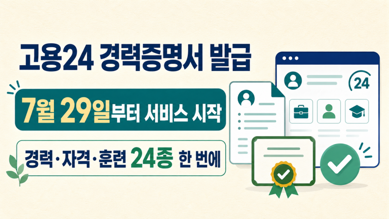 고용24 통합경력증명서 발급방법｜7월 29일 개통·경력정보 24종 조회