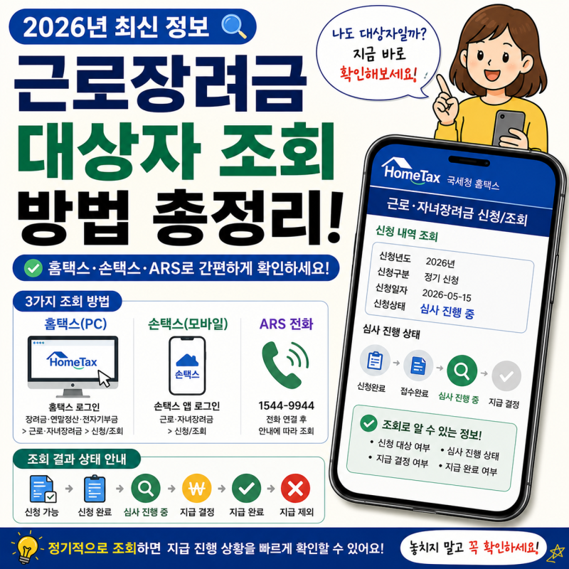 근로장려금 대상자 조회 방법｜홈택스·손택스 확인하기