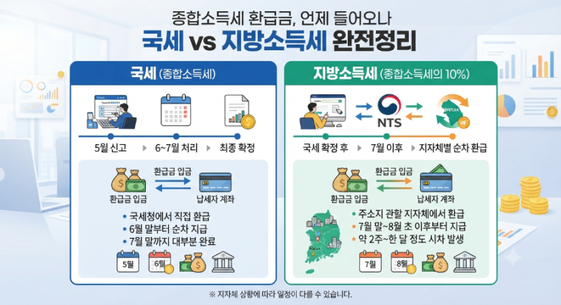 종합소득세 환급금, 언제 들어오나 — 국세 vs 지방소득세 완전정리