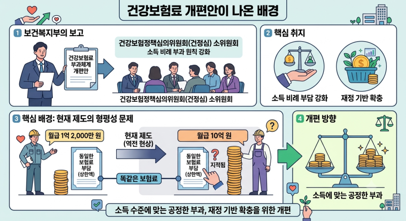 건강보험료 개편안 총정리 l 상·하한액 모두 오른다, 직장인 최고 459만원→612만원 (2026년 7월....