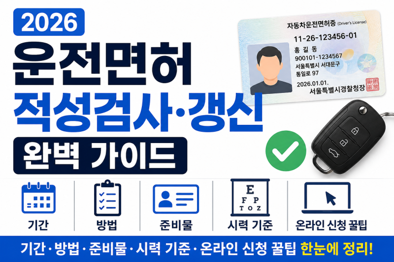 2026 운전면허 적성검사 갱신 방법 총정리: 신청기간, 준비물부터 신체검사 시력 기준, 수수료....