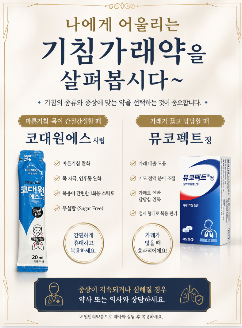 "가래가 안 떨어져요" 약국 가기 전 꼭 알아야 할 호흡기 관리 끝판왕 가이드 - 일반의약품/전....