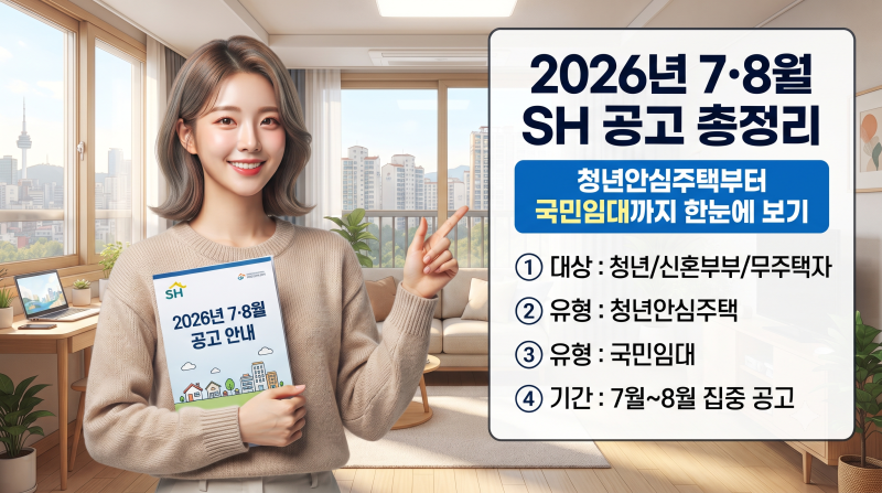 2026년 7·8월 SH 공고 총정리, 청년안심주택부터 국민임대까지 한눈에 보기