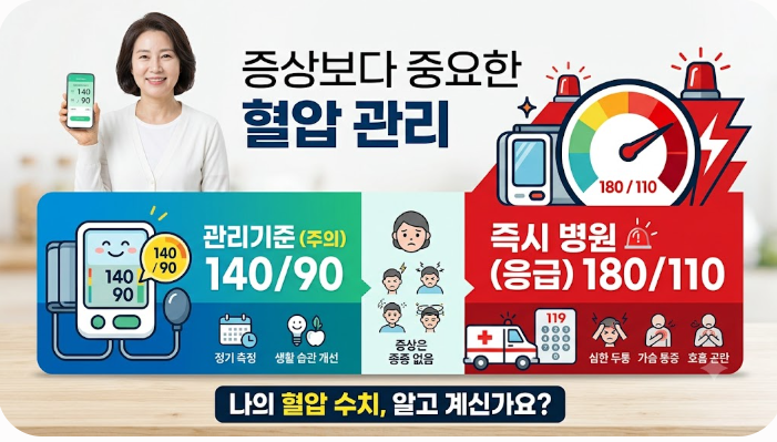 고혈압 증상보다 중요한 140 90 혈압 기준과 180 110 응급 신호