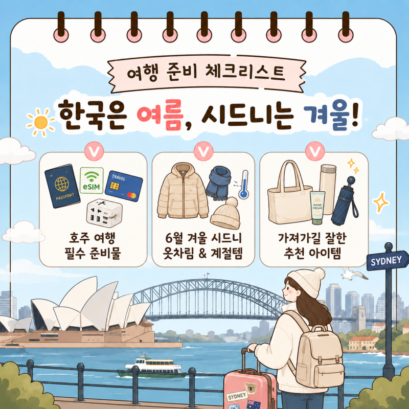 4박 5일 호주 시드니 여행 준비 체크리스트 3️⃣편 | 여권 · ETA · 환전&카드 · 실제로 가져간....