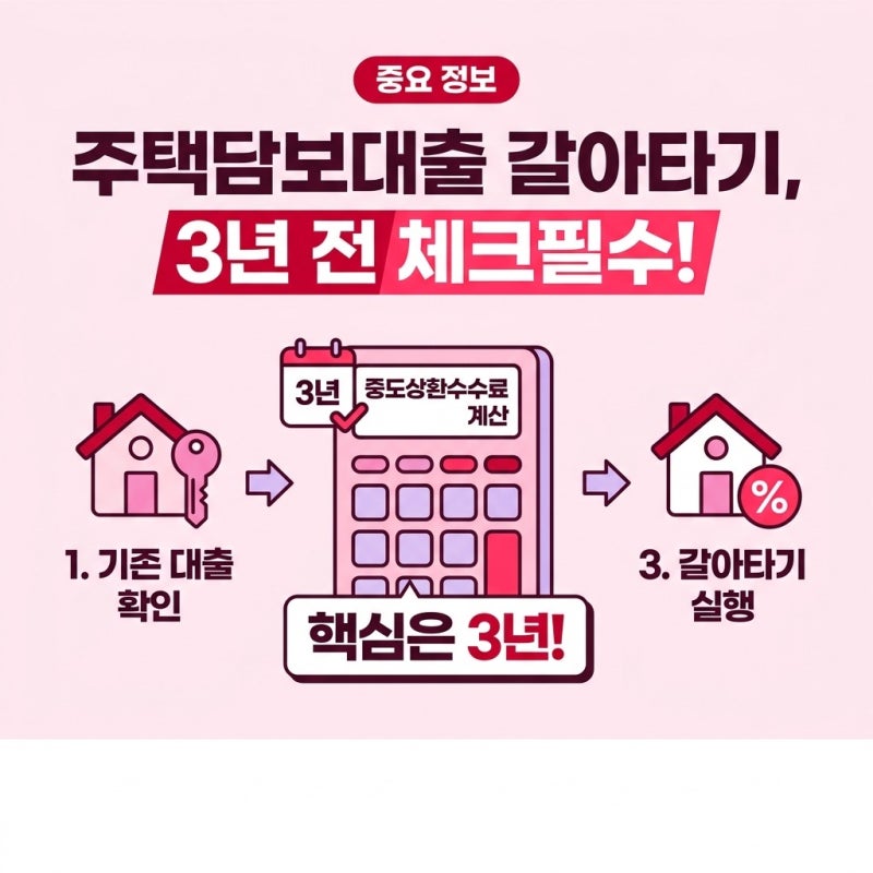 주택담보대출 갈아타기 중도상환수수료 계산하는 방법, 2026년 이사 전 확인했더니 의외의 결....
