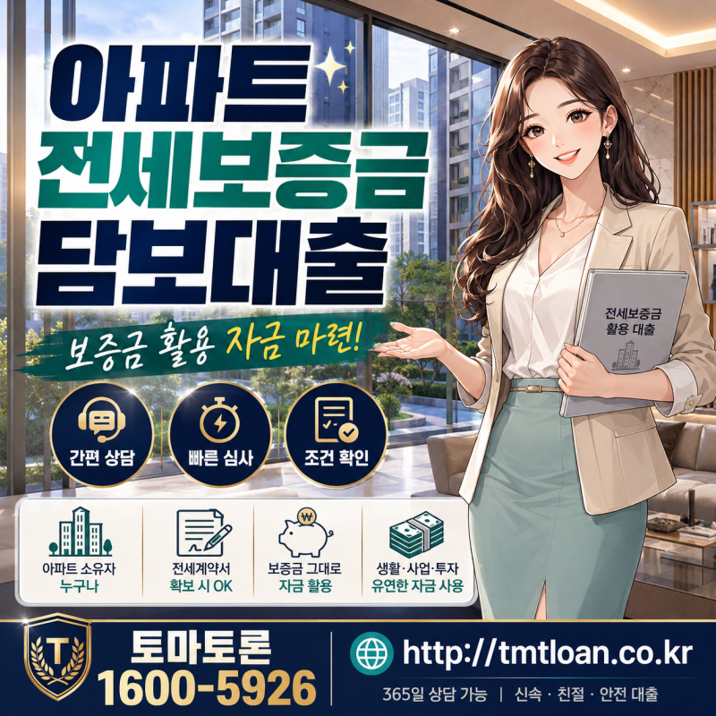 현재 거주 중인 아파트 전세보증금으로 생활자금 담보대출 을 받을 수 있을까요?