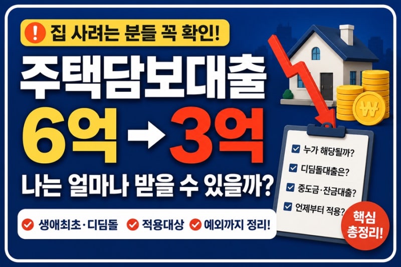 주담대 3억 제한! 신생아대출, 디딤돌대출도 해당될까?