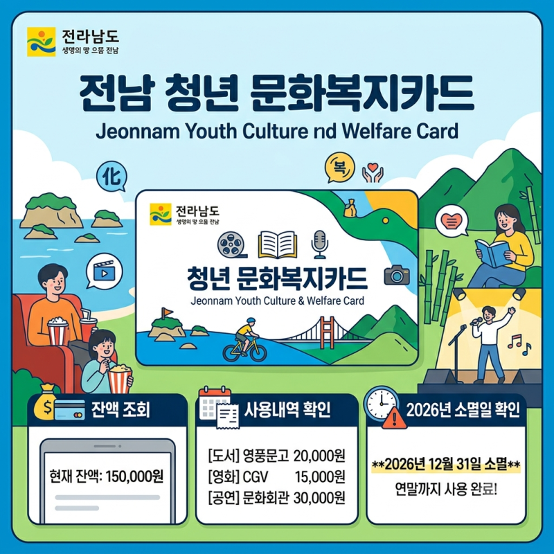 전남 청년 문화복지카드 잔액 조회, 사용내역과 2026년 소멸일 확인하기