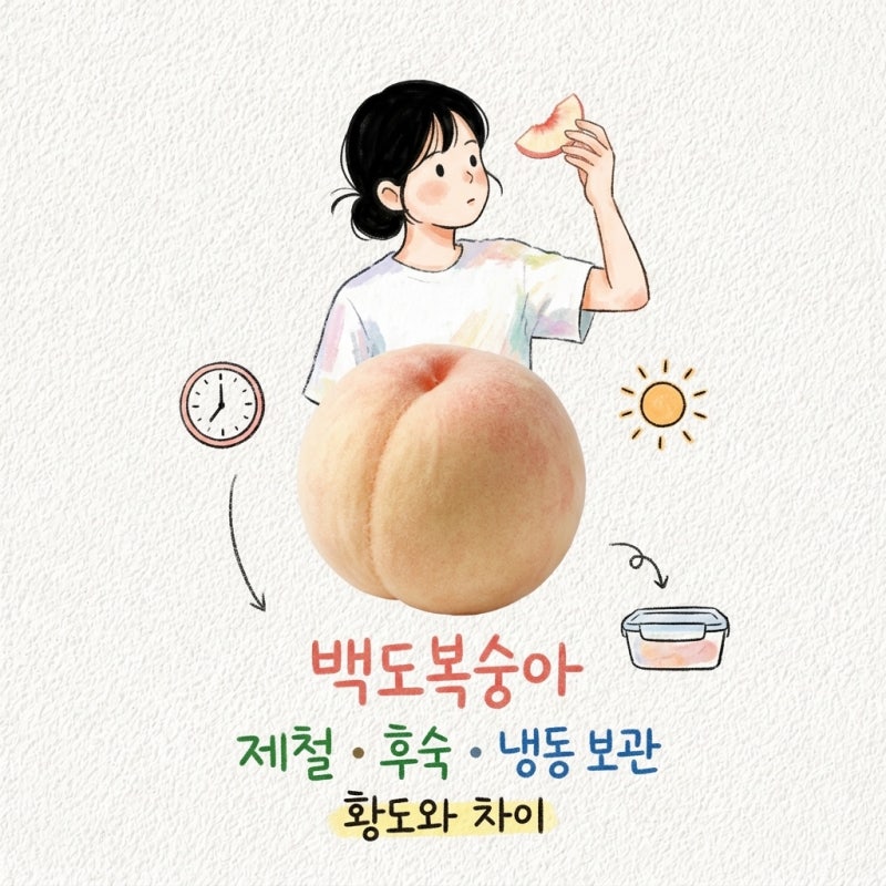 백도복숭아 제철 후숙 보관 고르기 씻는법 냉동 품종 황도차이