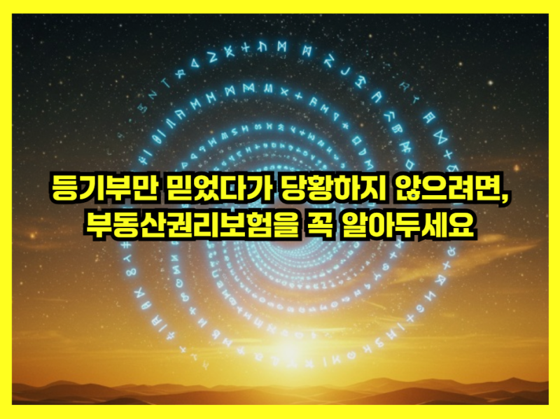 등기부만 믿었다가 당황하지 않으려면, 부동산권리보험을 꼭 알아두세요