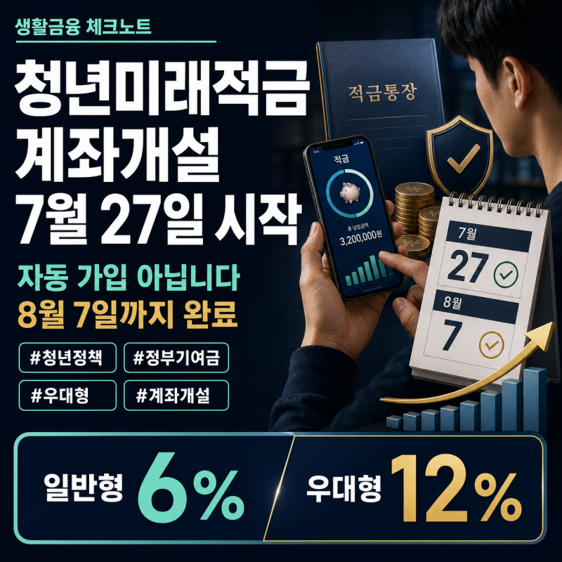 청년미래적금 계좌개설 7월 27일 시작, 은행 선택 전에 꼭 확인할 조건은?