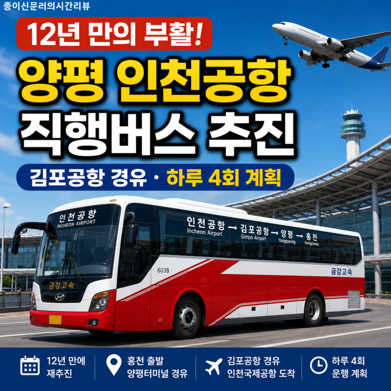 양평 인천공항 직행버스 12년 만에 부활, 김포공항 경유 하루 4회 추진 홍천 출발