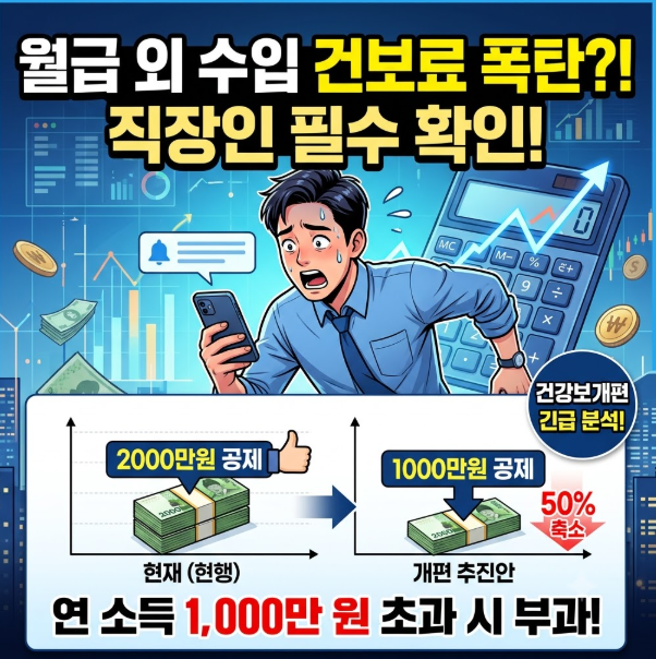 건보료 수천억 더 걷는다? 소득월액 건강보험료 개편안 핵심 정리 (2000만→1000만원)