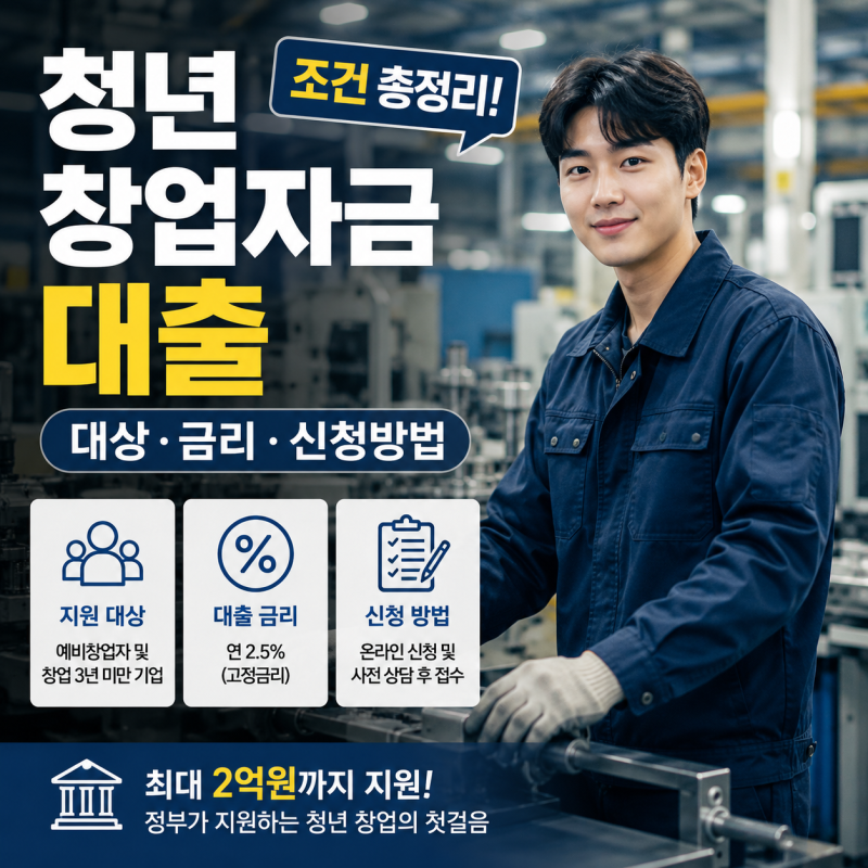 청년창업자금대출 조건 총정리! 정부 창업지원 대상·금리·신청방법